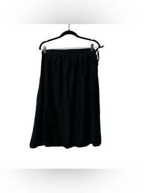 CP Shades Black Silk Blend Midi Skirt with Side Tie